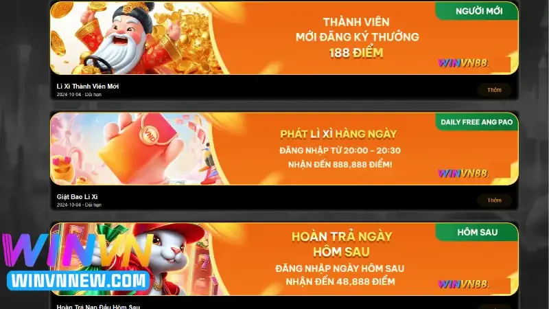 Danh sách tặng thưởng cực khủng