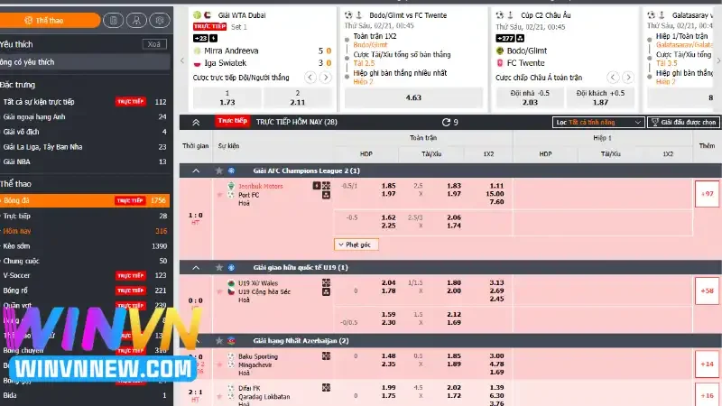 Giới thiệu sảnh thể thao WINVN