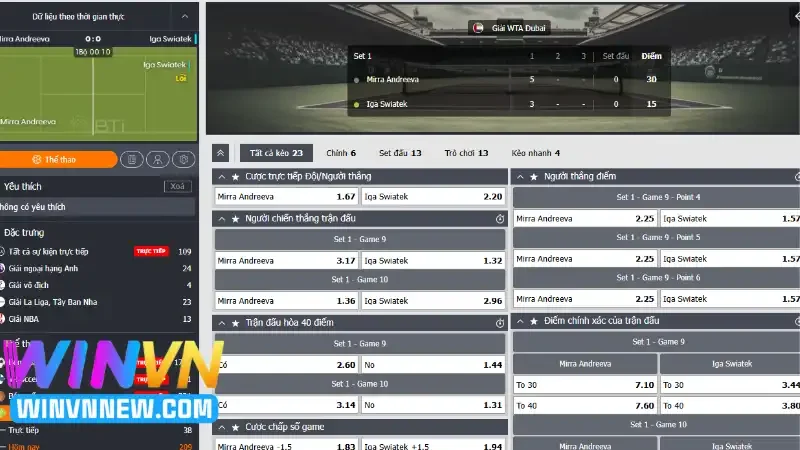 Live betting tính năng hấp dẫn