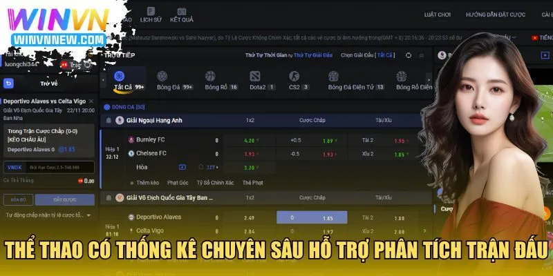 Thể thao có thống kê chuyên sâu hỗ trợ phân tích trận đấu